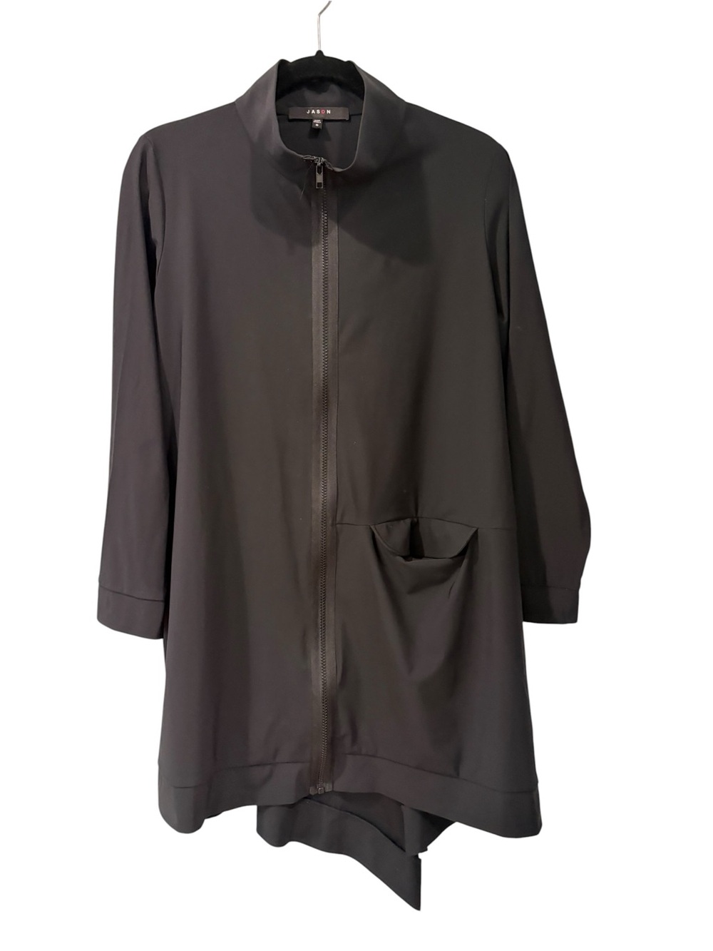 Jason by Comfy USA Black Zip-Front Asymmetrical Travel Tunic Coat S